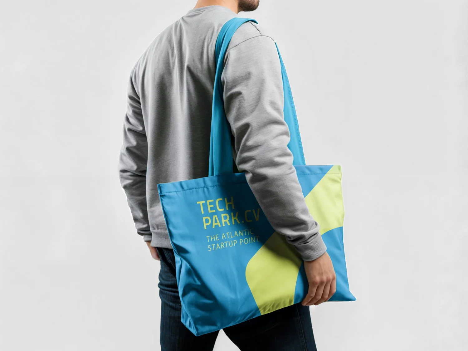 TECHPARK.CV identity applied to a tote bag