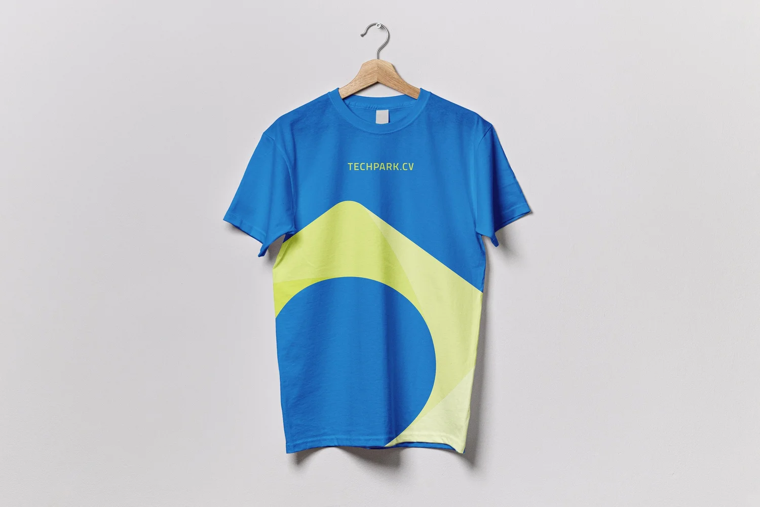 TECHPARK.CV identity applied to a T-shirt